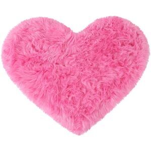 Heart Shaped Faux Fur Throw Rug Bedroom Fluffy Floor Mat Rose Red 2.3ftx3ft